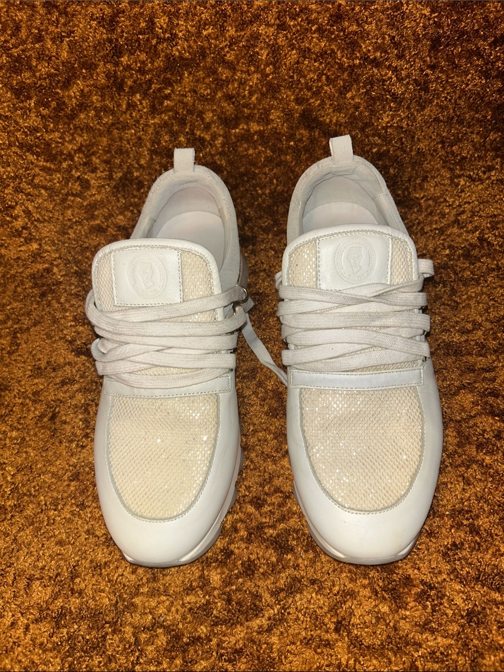 Peserico Cream/White Low-Top Women’s Sneakers with Textured Mesh
